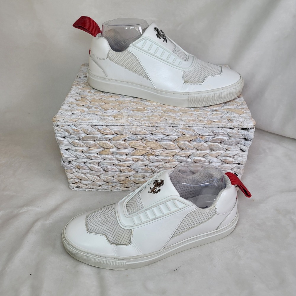 Ferarri X Puma Leather Trainers Athleisure Sneakers Slip On Mesh White Size 7.5